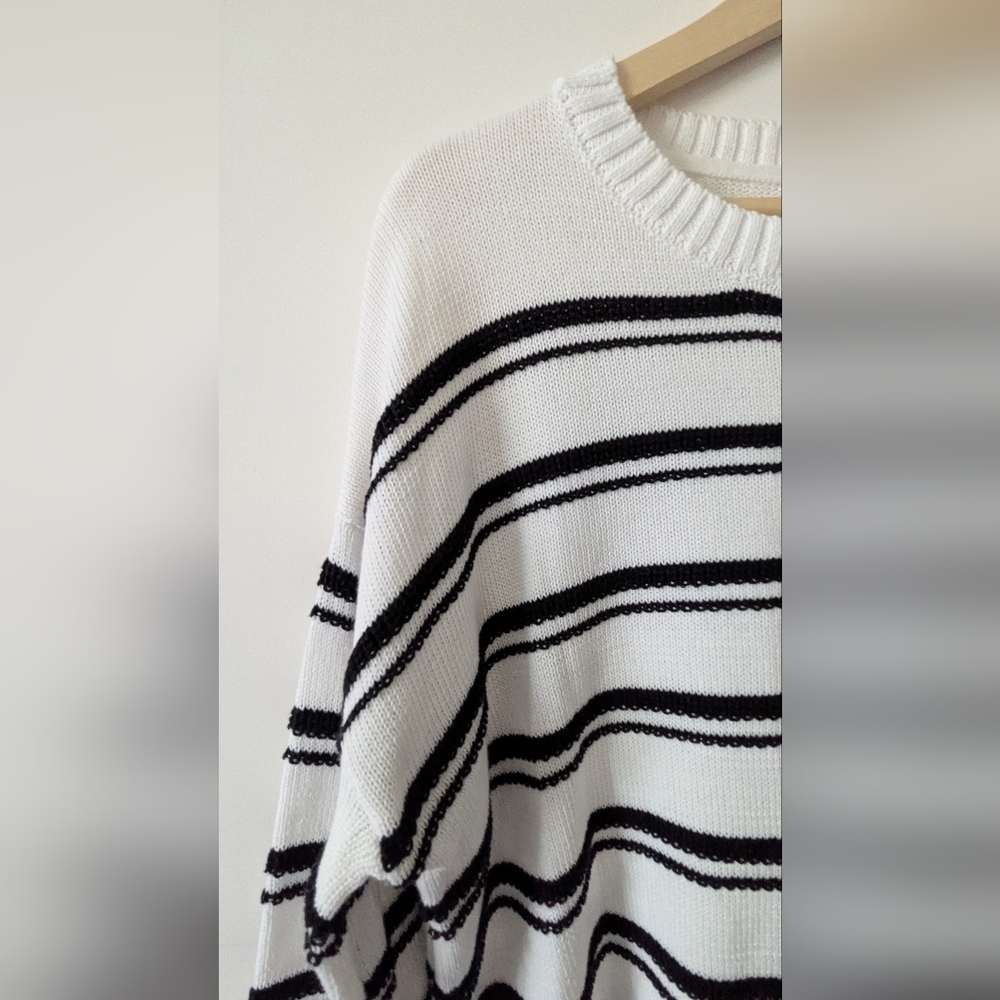 Joie Large Black & White Crew Neck Sweater Stripes Brand New With Tags - Picture 4 of 12